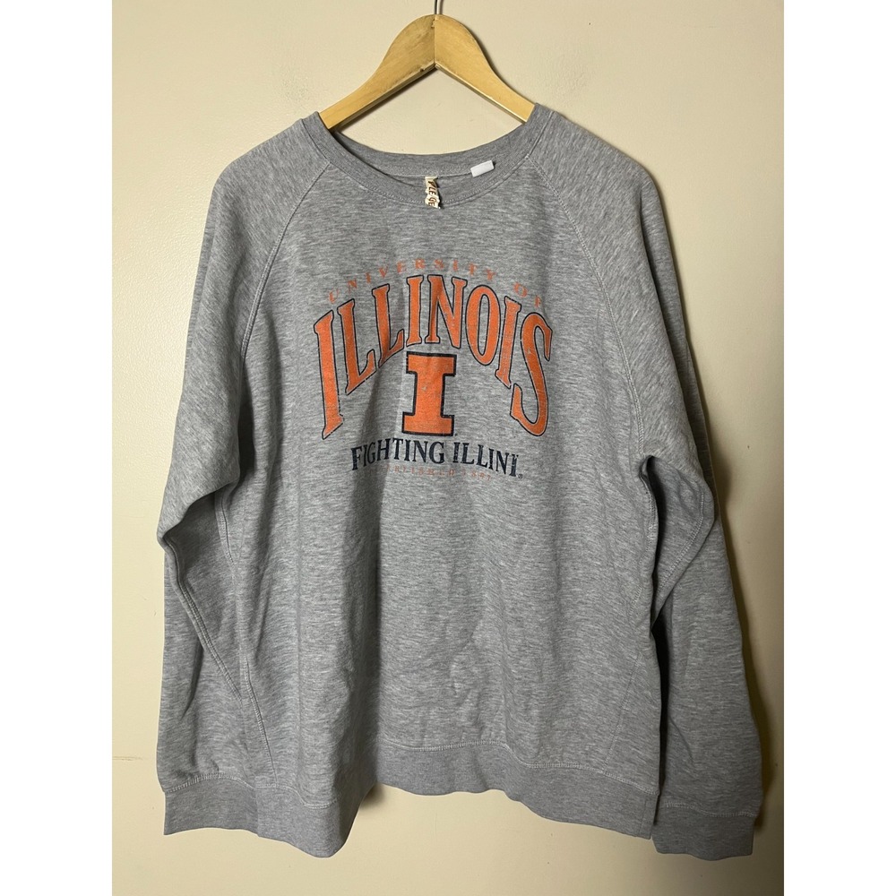 League Illinois Fighting Illini Sweatshirt Mens L Gray College Casual